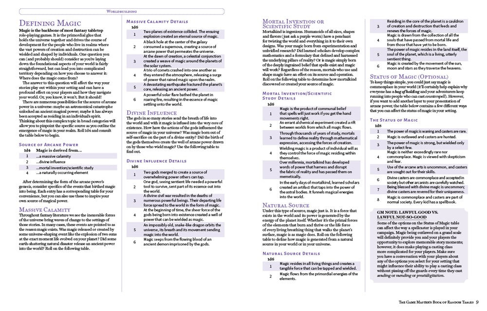 The Game Master's Book of Astonishing Random Tables: 300+ Unique Roll Tables to Enhance Your Worldbuilding, Storytelling, Locations, Magic and More ... RPG Adventures (The Game Master Series)