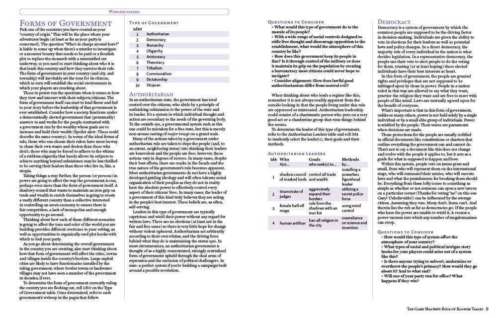 The Game Master's Book of Astonishing Random Tables: 300+ Unique Roll Tables to Enhance Your Worldbuilding, Storytelling, Locations, Magic and More ... RPG Adventures (The Game Master Series)