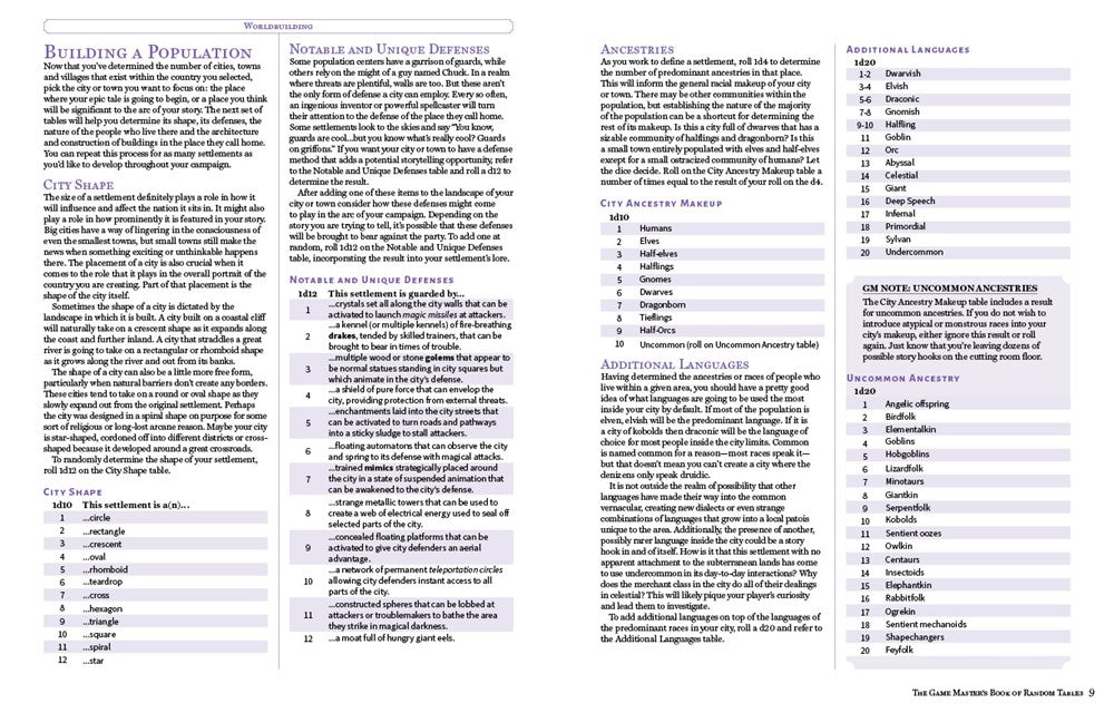The Game Master's Book of Astonishing Random Tables: 300+ Unique Roll Tables to Enhance Your Worldbuilding, Storytelling, Locations, Magic and More ... RPG Adventures (The Game Master Series)