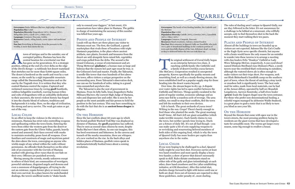 The Game Master's Book of Instant Towns and Cities: 160+ unique villages, towns, settlements and cities, ready-on-demand, plus random generators for ... RPG adventures (The Game Master Series)