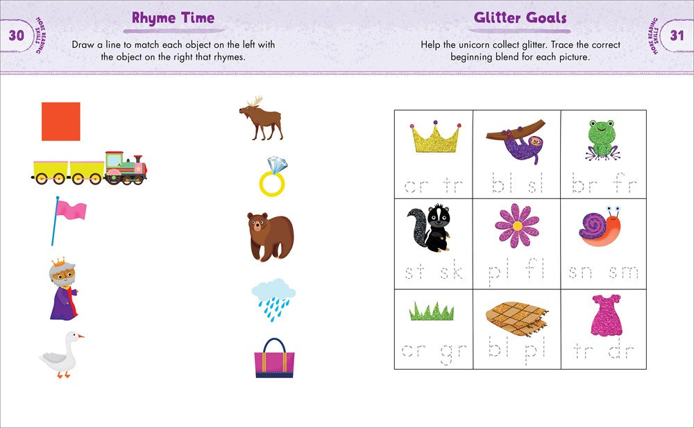 Kindergarten Activity Book Unicorns: 75 Games to Practice Early Reading, Writing, and Math Skills (School Skills Activity Books)