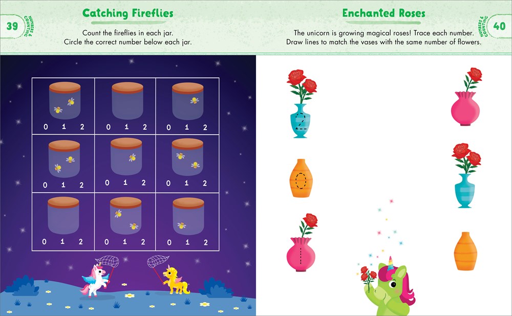 Kindergarten Activity Book Unicorns: 75 Games to Practice Early Reading, Writing, and Math Skills (School Skills Activity Books)