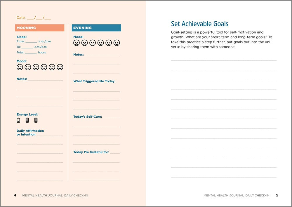Mental Health Journal: Daily Check-In: 70 Days of Reflection Space to Track Your Moods, Intentions, and Well-Being
