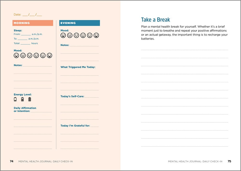 Mental Health Journal: Daily Check-In: 70 Days of Reflection Space to Track Your Moods, Intentions, and Well-Being