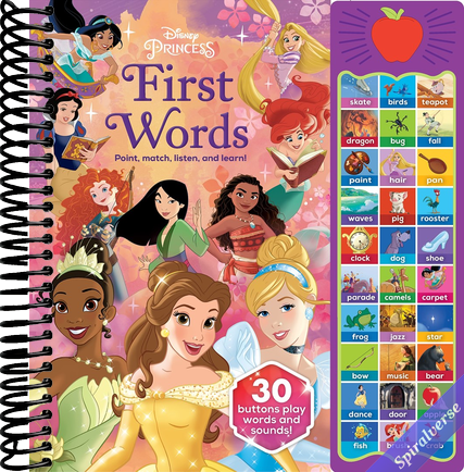 Disney Princess Cinderella, Moana, Rapunzel, and More! - First Words: Point, Match, Listen, and Learn! 30-Button Sound Book - PI Kids (Play-A-Sound)