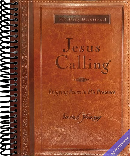 Jesus Calling, Large Text Brown Leathersoft, with Full Scriptures: Enjoying Peace in His Presence (a 365-Day Devotional) - The Perfect Christian Chris