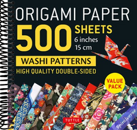 Origami Paper 500 sheets Japanese Washi Patterns 6" (15 cm): Double-Sided Origami Sheets with 12 Different Designs (Instructions for 6 Projects Included)